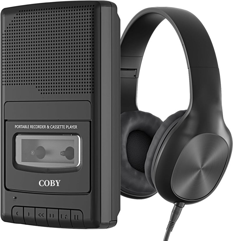 COBY Portable Cassette Player & Recorder with Over-Ear Headphones, Built-in Microphone, One-Touch Recording, Automatic Stop, Carry Handle – Tape Playback & Voice Recording - Image 1